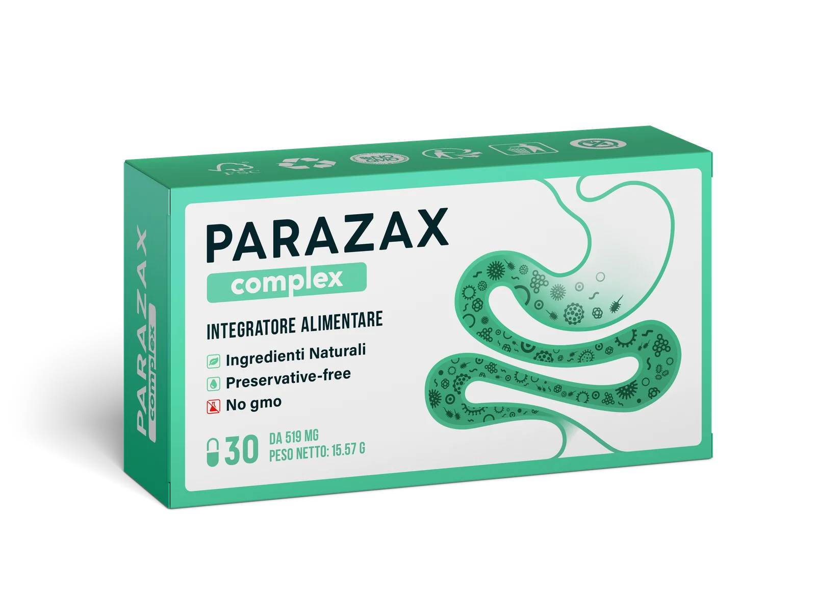 Confezione di Parazax Complex, integratore alimentare in capsule
